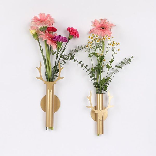 

vases punch creative metal wall hanging vase nordic mdoern luxury art gold bedroom living room flower arrangement decoration