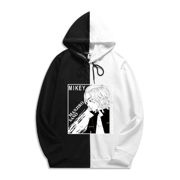 

men's hoodies & sweatshirts summer autumn anime tokyo revengers print simplicity loose patchwork thin pullover sweatshirt harajuku, Black