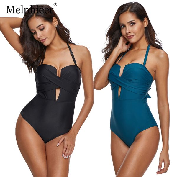 

bandage one piece swimwear women monokini plus size bathing suits push up bikini set bla halter body suit beachwear 3xlby
