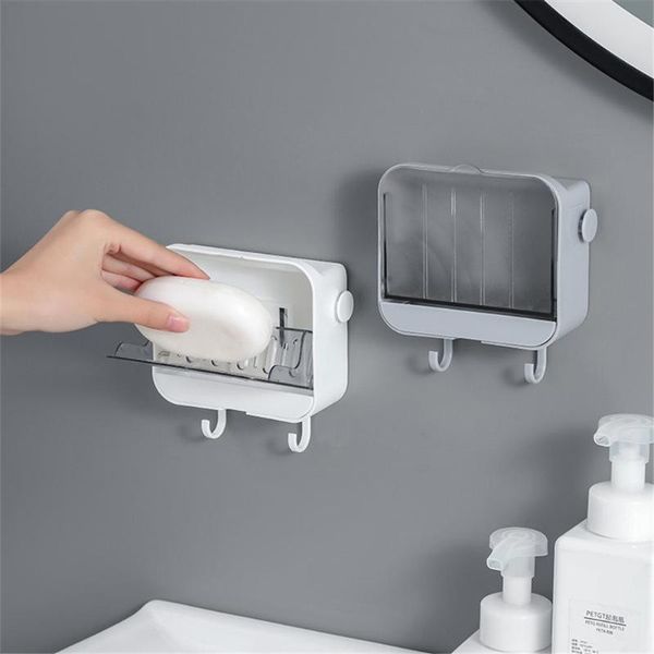 

soap dishes rack punch wall-mounted holder flip-box bathroom accessories