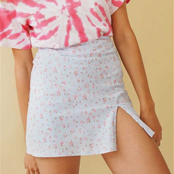 

skirts summer small split floral high waist a- line short purple skirt g3th, Black