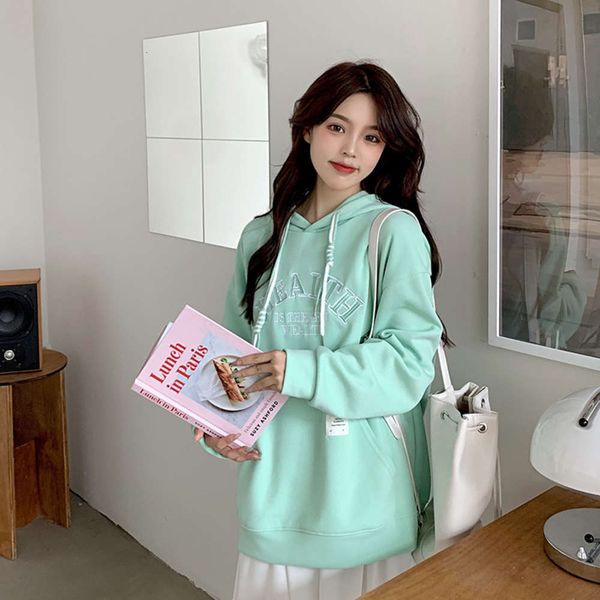 

spring autumn thin high street sweater loose version long sleeve hooded, Black;brown