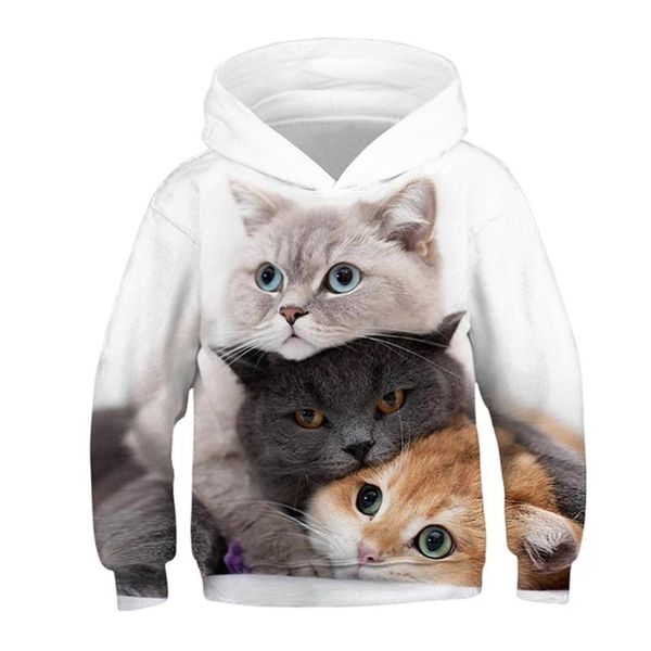 

men's hoodies & sweatshirts casual pullover hoodie sweater 3d animal cat print loose oversized sports spring and autumn anime, Black