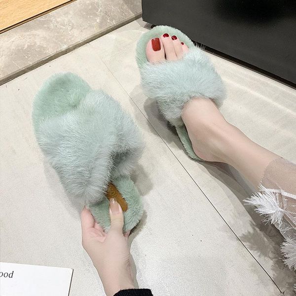 

slippers shoes woman 2021 massage luxury slides pantofle low fur flip flops house designer summer flat plush rome pu basic w, Black