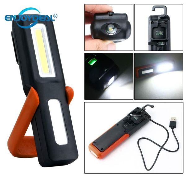 

rechargeable cob led torch work light lamp 3w magnetic camping fishing lanterna hanging flashlights torches