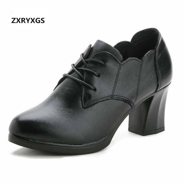 

dress shoes autumn deep mouth genuine leather woman high heel black lace-up soft bottom non-slip fashion women pumps