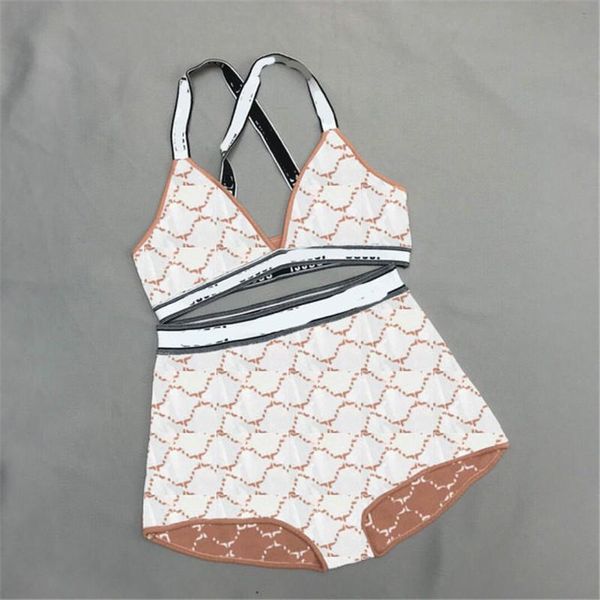 

2023 fashion classic knitted plaid women bikini fashion letter print female swimsuit indoor outdoor elastic charm suit sets, White;black