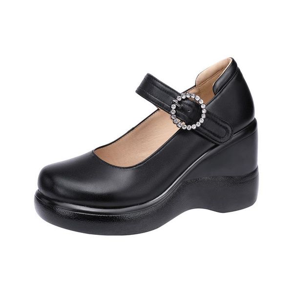 

dress shoes big small size 32-43 elegant platform pumps wedges for women spring 2021 mary janes high heels office dance, Black