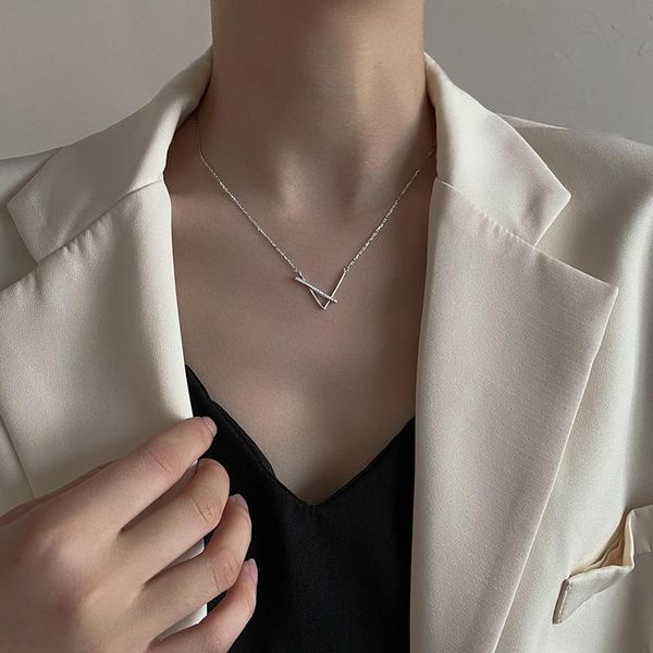 

chains simpl v geometric clavicle chain 925 sterling silver pendant necklace for women korean cool jewelry girlfriend gifts