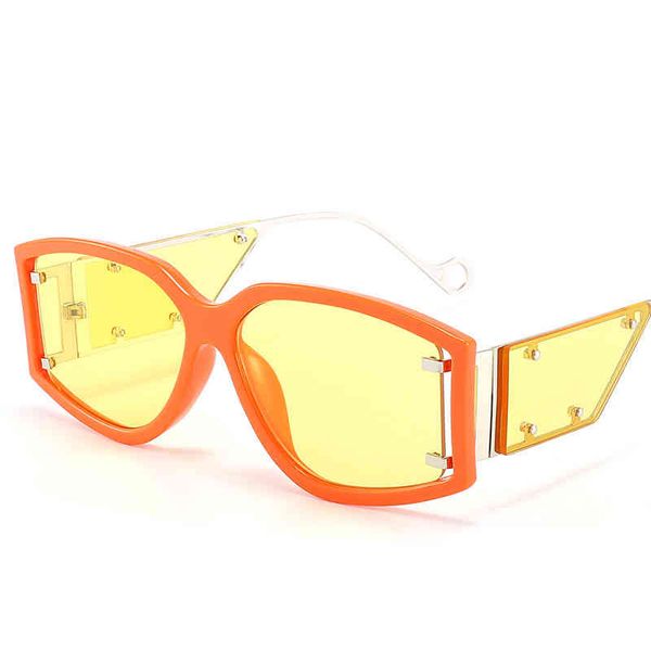 

new sunglass women's sports sunglass metal punk rivets wide leg sunglass men's sunglassia2v, White;black