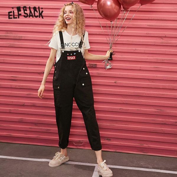 

women's jumpsuits & rompers elfsack black original graphic print casual women overall trousers 2021 spring pocket straight korean ladie, Black;white