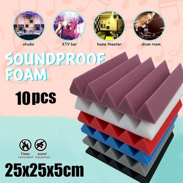 

wallpapers 10 pcs wedges sound absorbing studio foam tile panel 25x25x5cm for music room l99