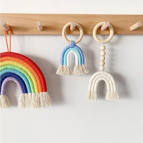 

decorative objects & figurines scandinavian children room rainbow ornaments wooden beads tassel hanging pendant baby bedroom nursery decor p