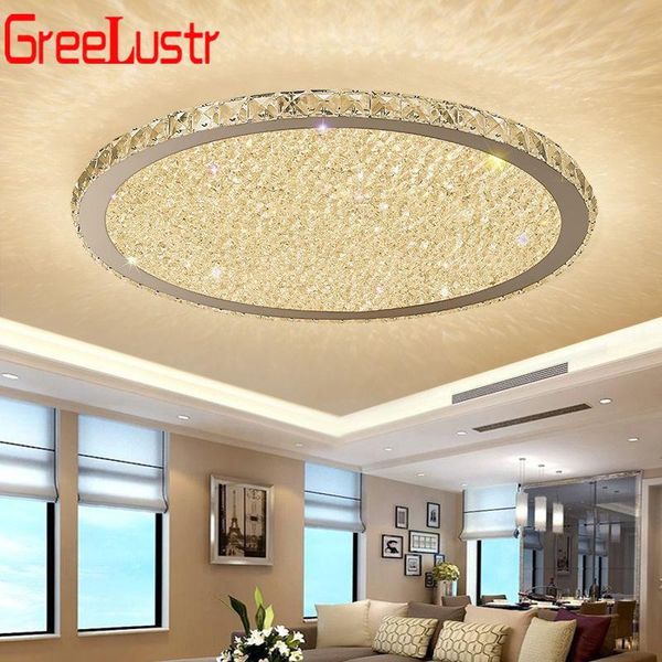 

modern k9 crystal ceiling lamp fixtures round led chandelier home decor lighting plafonnier for living room lights
