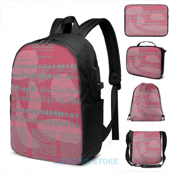 

backpack funny graphic print schumann sheet musical - carnaval usb charge men school bags women cosmetic bag travel laptop