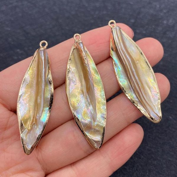 

charms wholesale multicolor leaf shape pendant natural shells for jewelry making diy handmade accessories beaded decoration fashion, Bronze;silver