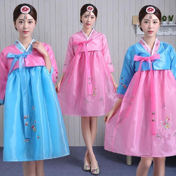 

korean hanbok women traditional clothing ladies summer clothes stage wear, Black;red