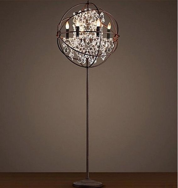 

moderne wrount iron globe crystal retro designer rh loft industrial style floor lamp standing lamps