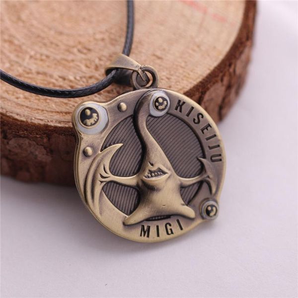 

pendant necklaces diameter 30mm anime kiseiju parasyte migi statement necklace 2 color metal rope chain for men women gift jewelry, Silver
