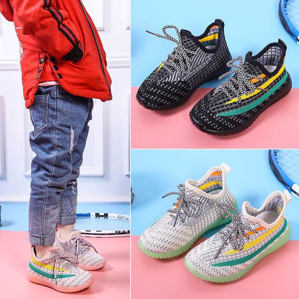 

summer boys and girls flying sports breathable mesh spring autumn children's shoes athletic & outdoor, Black