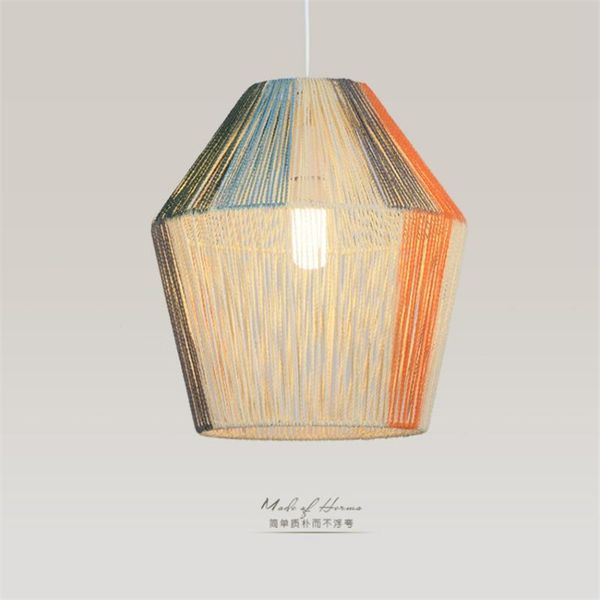 

pendant lamps pastoral style rope woven color rattan lampshade chinese bedroom bedside model room dining light