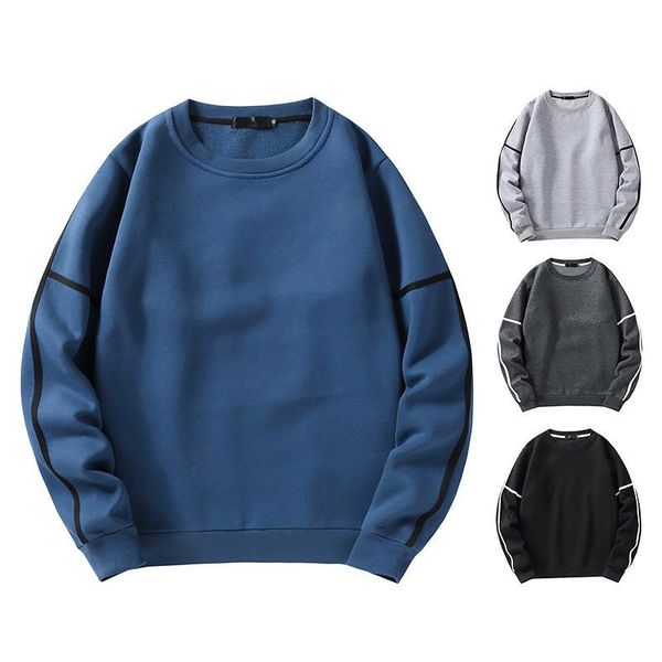 

men's hoodies & sweatshirts 2021 ribbon design basic round collar, Black