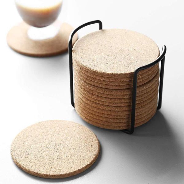 

heat insulation round cork plain coffee wine drink tea cup mat pad household office non-slip tableware kitchen mats & pads