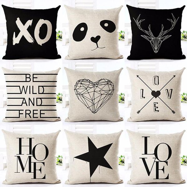 

cushion/decorative pillow nordic style geometry love sentences panda printed cases black star shape home decoration cushion cover almofadas