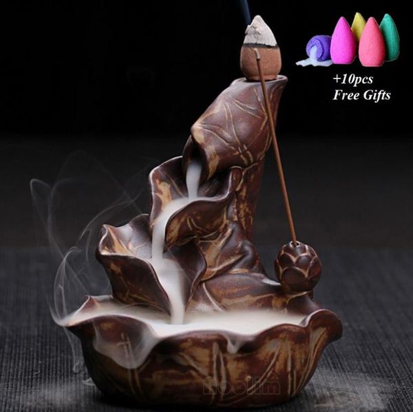 

fragrance lamps lotus fountain incense holder burner waterfall backflow home decor buddhist aroma censer furnace