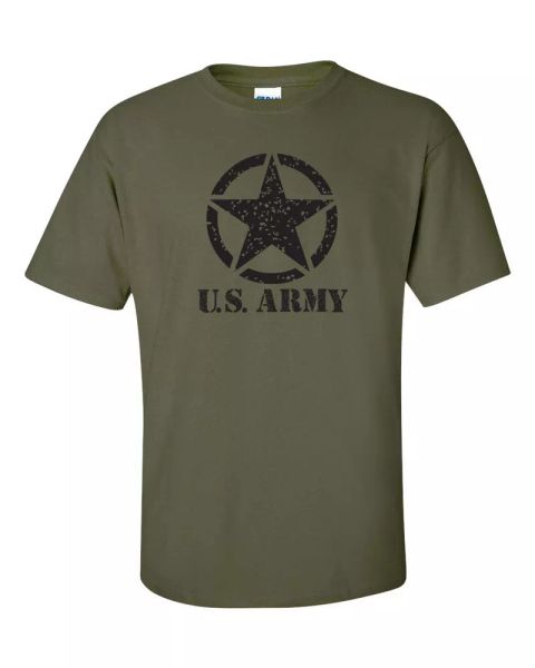 

u.s. united states army military star in circle men's tee shirt 463, White;black