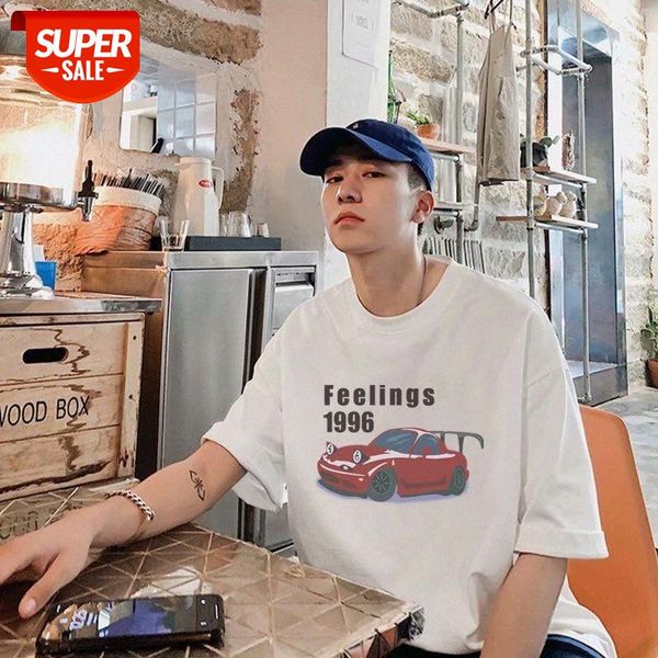 

hong kong style four short-sleeved t-shirt boys loose-fitting clothes five-point sleeve #ub7p, White;black
