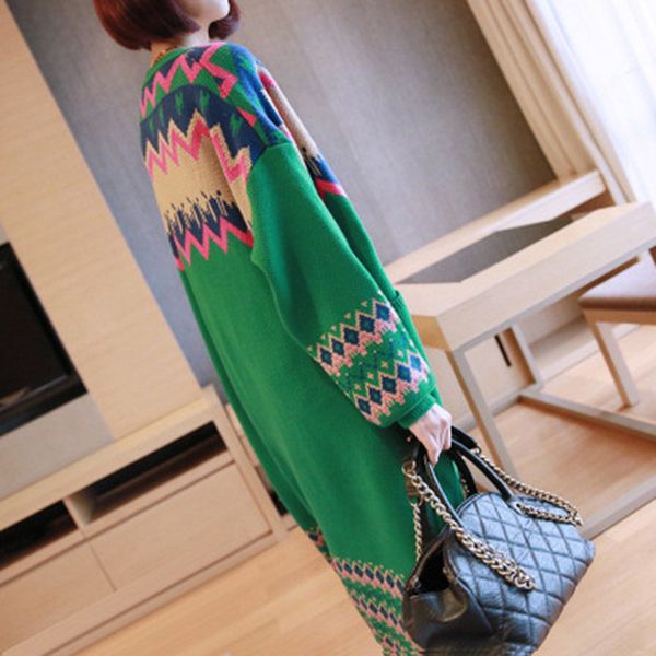 

tees long section coat shirt for ethnic ladies mode autumn and winter color knit cardigan jacket coreano f1582 1udu, White