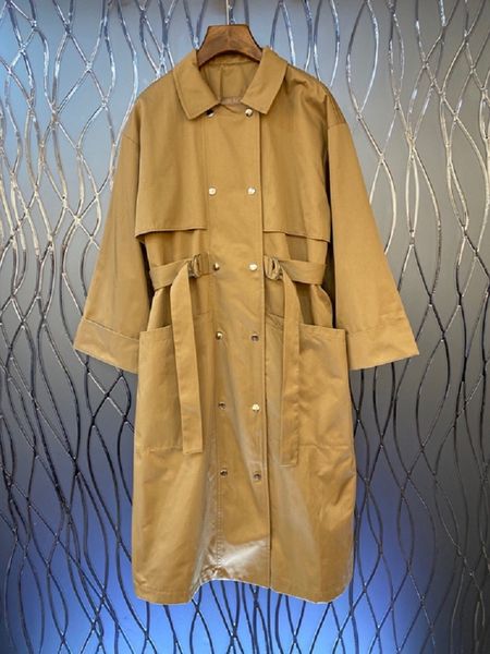 

capris plus size trench 2021 autumn winter casual overcoats women big pocket patchwork covered button medium long coat windbreaker, Black;gray