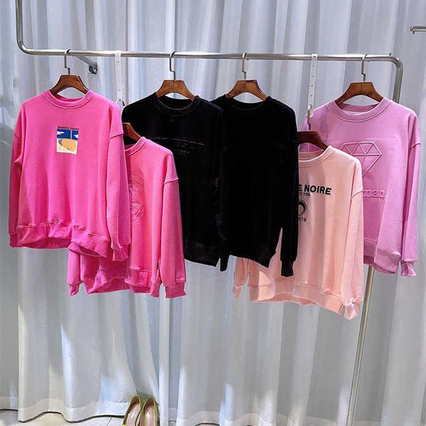 

qingdao sweater 2021 autumn winter fashion women's clothing urban leisure korean pullover solid color round neck cotton loose sweater, Black