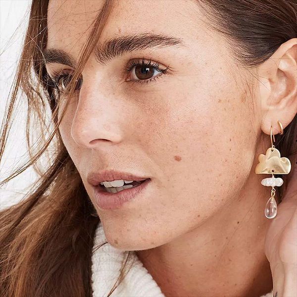 

vintage gold color clouds water drops crystal dangle earring for women girl metal geometric tassel pendant earrings brincos & chandelier, Silver