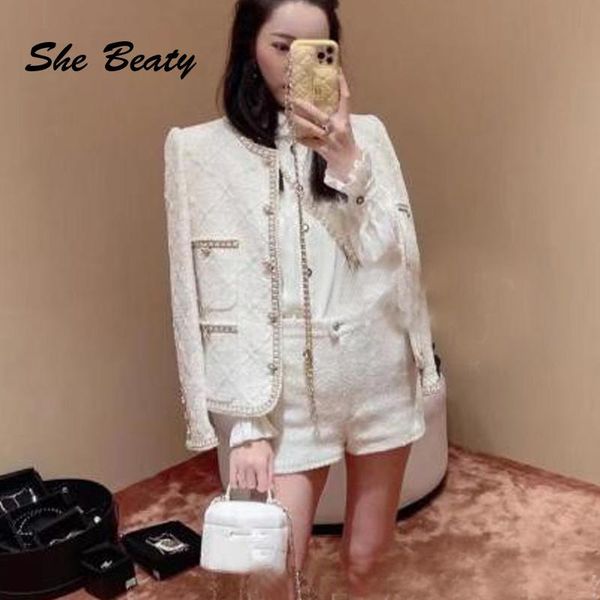 

women's jackets she beaty women tweed jacket 2021 autumn winter clothes high street chain harajuku long sleeve pocket traf ropa mujer, Black;brown