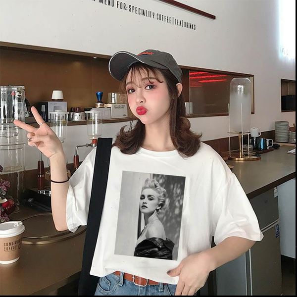 

autumn white short sleeve womens shirts chiffon loose print feminine plus size