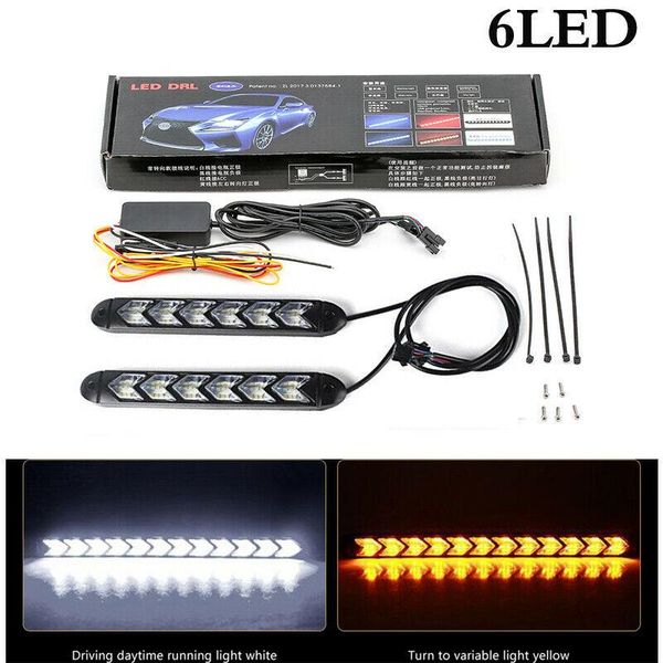 

car accessories universal white drl daytime running light amber flowing turn waterproof led knight rider strip emergency lights