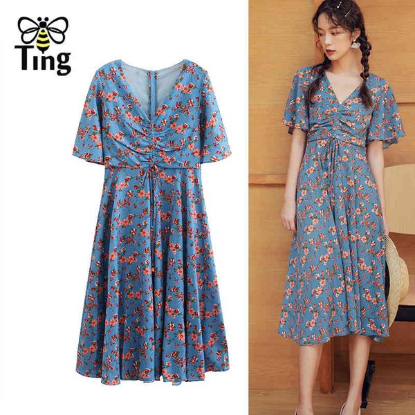 

vintage drawing ruffles short sleeve summer boho floral dress fashion a line mori girl casual large plus size 4xl 210513, Black;gray