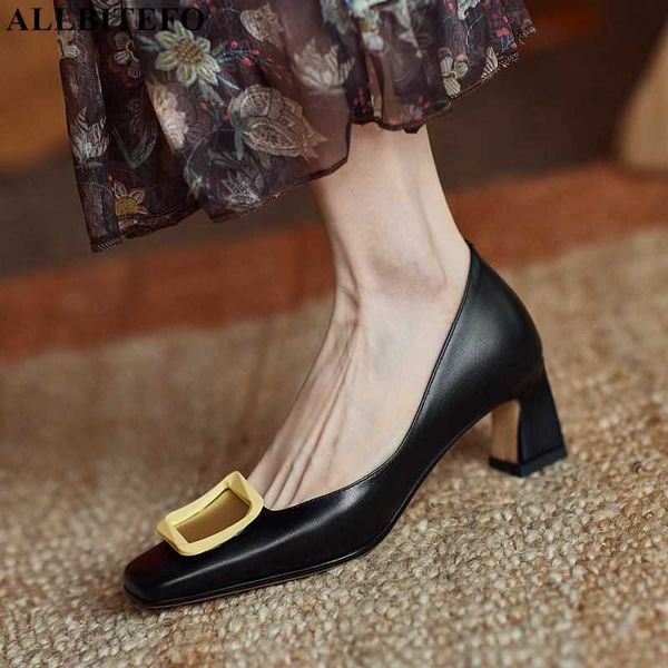 

allbitefo party wedding shoes soft genuine leather women heels shoes fashion sheepskin insole high heel shoes high heels 210611, Black