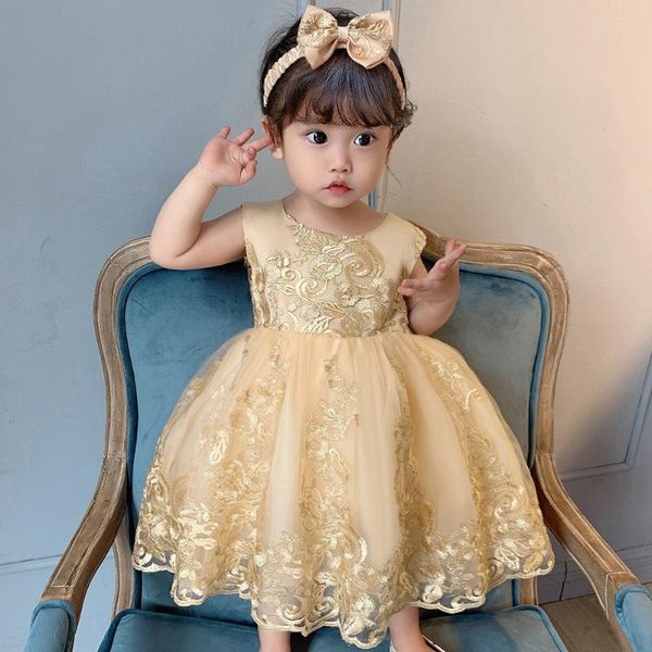 

girl's dresses kids tutu bornÂ christening princess toddler birthday party children baptism baby girl clothesÂ summer vestidosÂ 1 year, Red;yellow