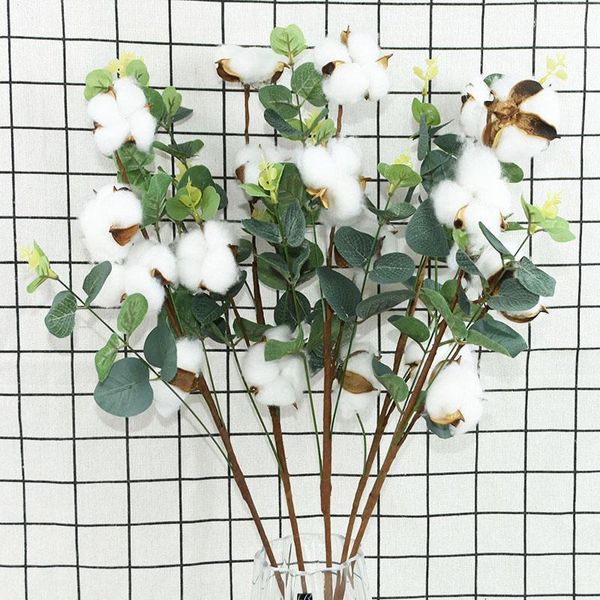 

naturally dried cotton articicial plant floral branch wedding party decoration diy bouquet for home table fake flower decor