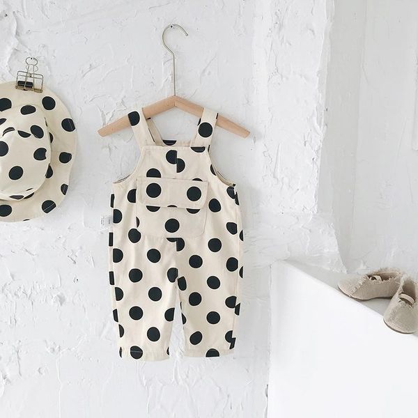 

autumn baby girls dotted overall pants shorts, Black