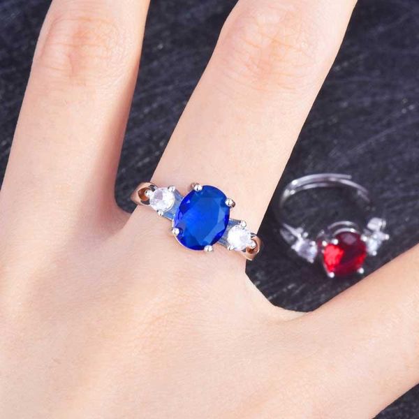 

wedding rings trend minimalist inlay oval crystal cubic zircon fashion 925 silver geometric jewelry for women eternity ring, Slivery;golden