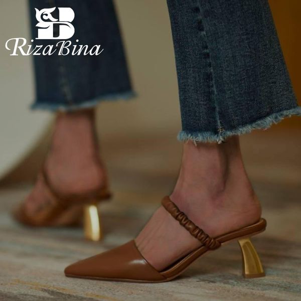 

women summer shoes real leather strange heels pointed toe fashion footwear size 33-40 sandals, Black