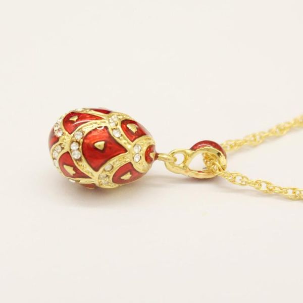 

pendant necklaces slide charm small loving red enamel easter eggs shaped necklace jewelry valentine's day gift, Silver