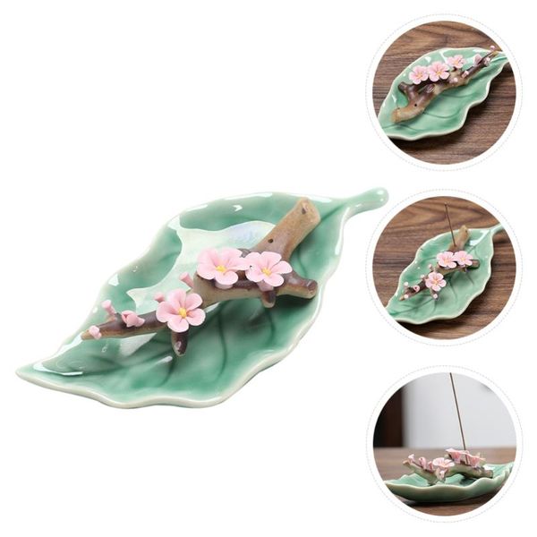 

1pc leaf shape incense burner stick holder creative deskornament fragrance lamps