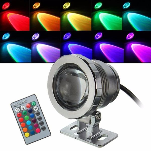 

party decoration ip68 10w rgb led light garden fountain pool pond spotlight waterproof underwater lamp with remote control black/silver