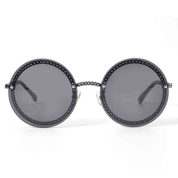 

women around sunglass luxury brand digner chains digned fram with random lens uv400 female shad lunettibn2, White;black
