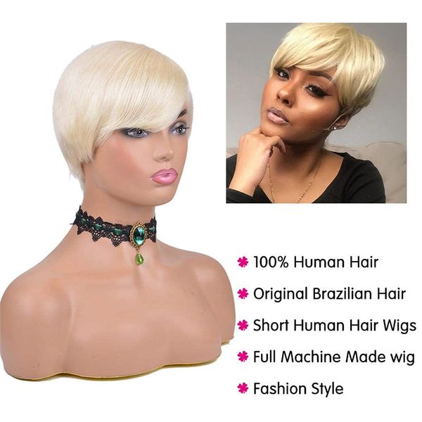 Pixie de pixie reto de Bob Bob Bob Full Machine Feedless Guleless Brasilian Hair for Black Women Hairfactory Short Hairfactory Direct Direct